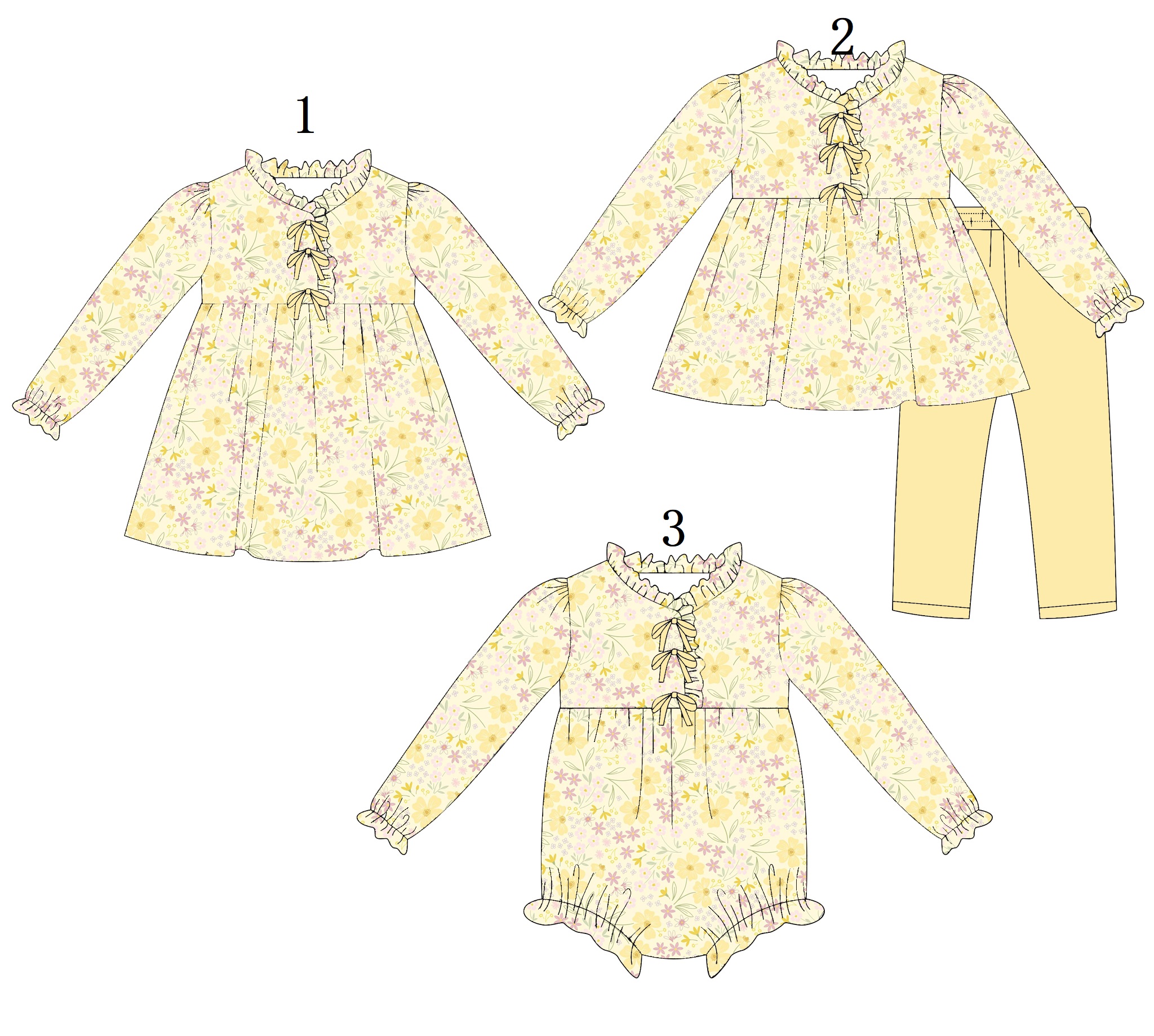 Baby Clothing Yellow - High Quality Yellow Floral Printed Suit