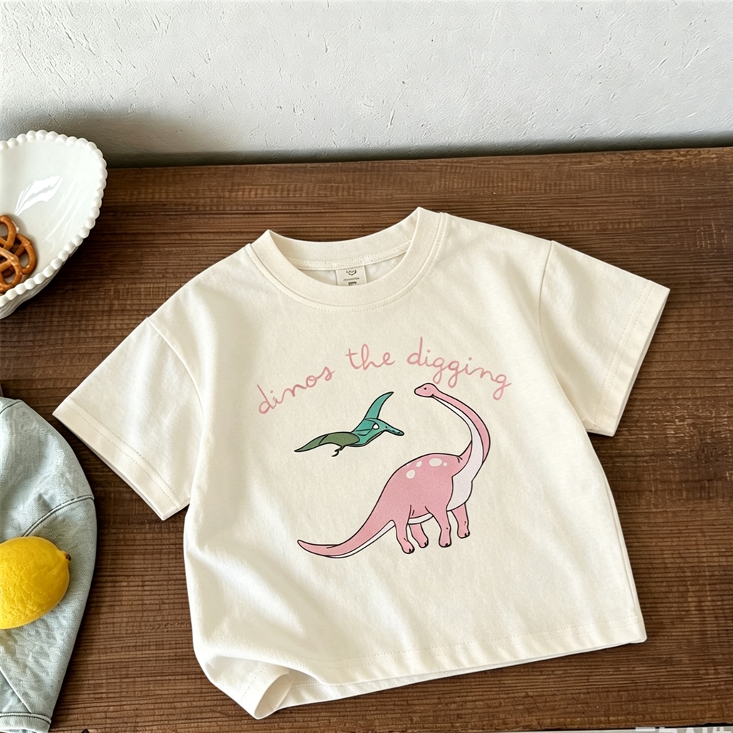 Cartoon Dinosaur Print TShirt  - Baby Clothing Designer incelemesi ve fiyatı