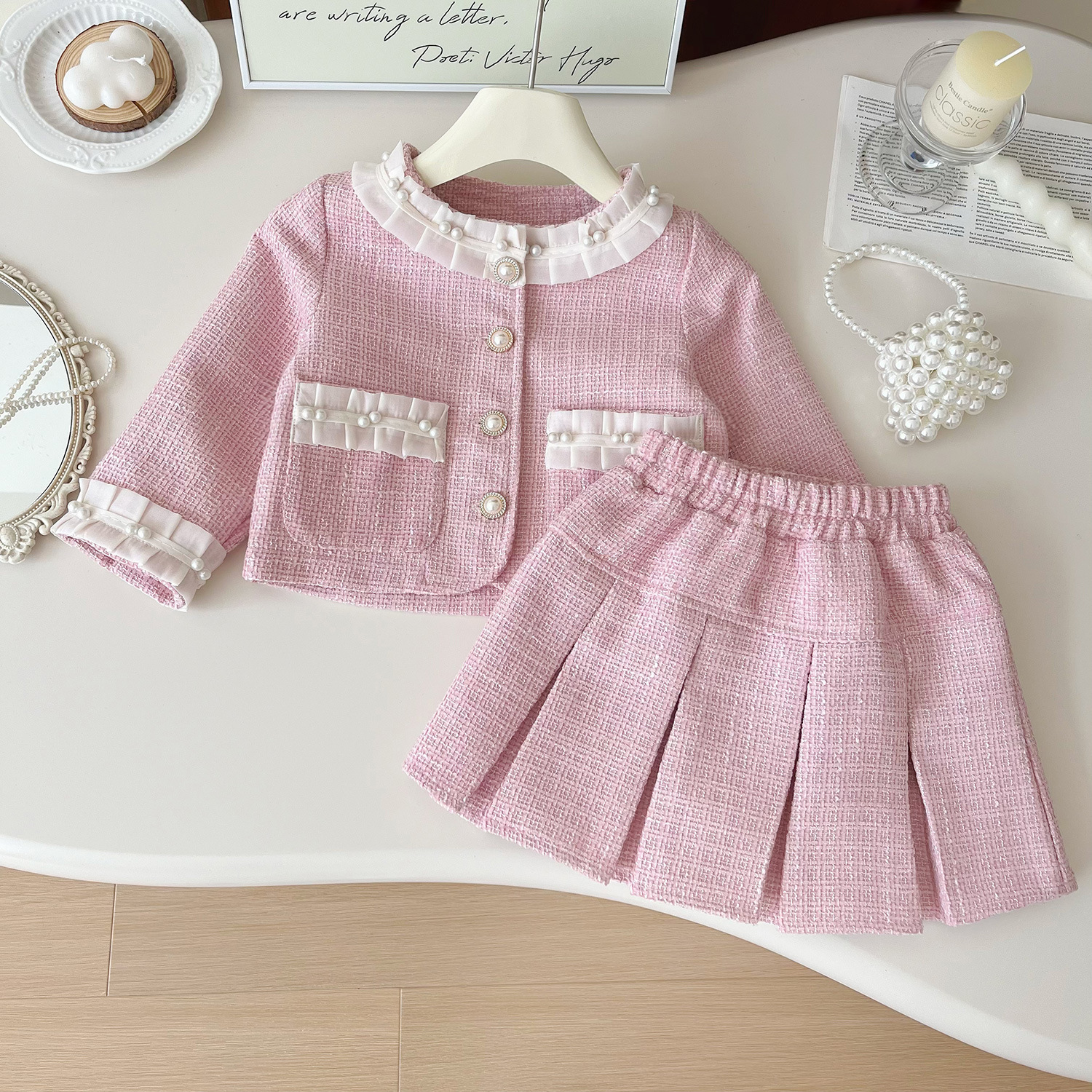 Tweed Pink Girl Boutique Outfi - Baby Clothing Designer incelemesi ve fiyatı