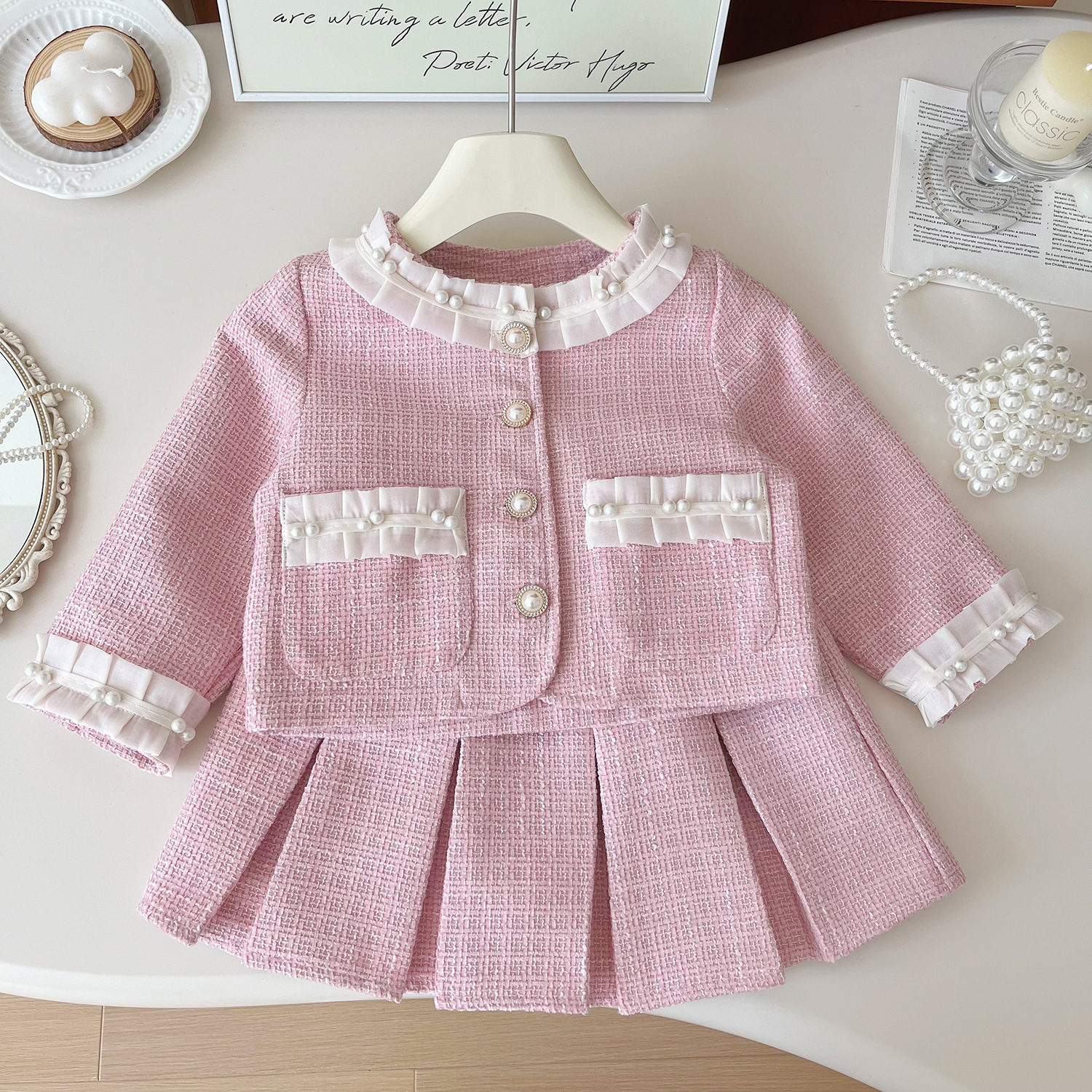 Tweed Pink Girl Boutique Outfi - Baby Clothing Designer incelemesi ve fiyatı