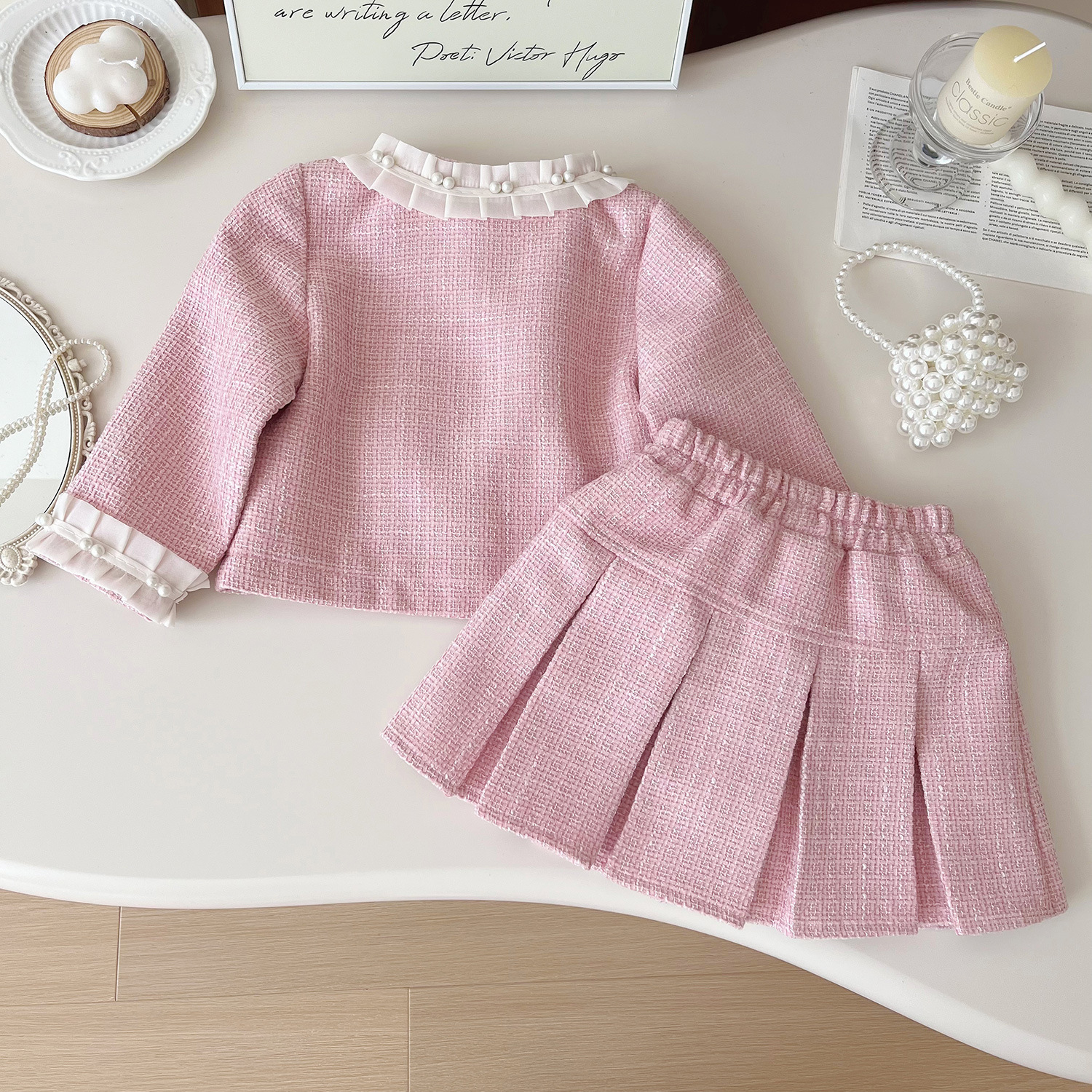 Tweed Pink Girl Boutique Outfi - Baby Clothing Designer incelemesi ve fiyatı