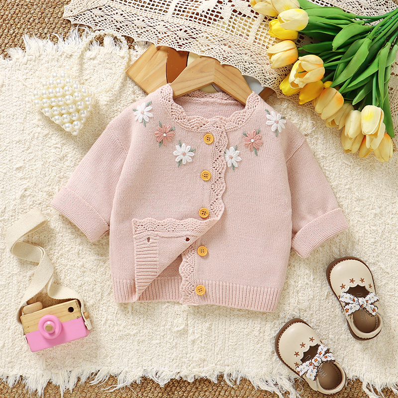 Pink Baby Girl Floral Sweaters - Knit Cardigan Infant incelemesi ve fiyatı