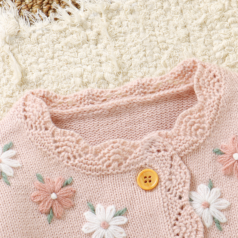 Pink Baby Girl Floral Sweaters - Knit Cardigan Infant incelemesi ve fiyatı
