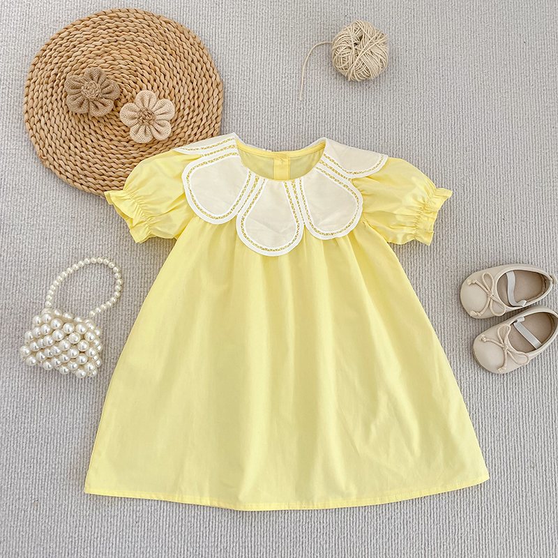 Summer New 2-6Yrs Baby Dress G - Baby Clothing Yellow incelemesi ve fiyatı